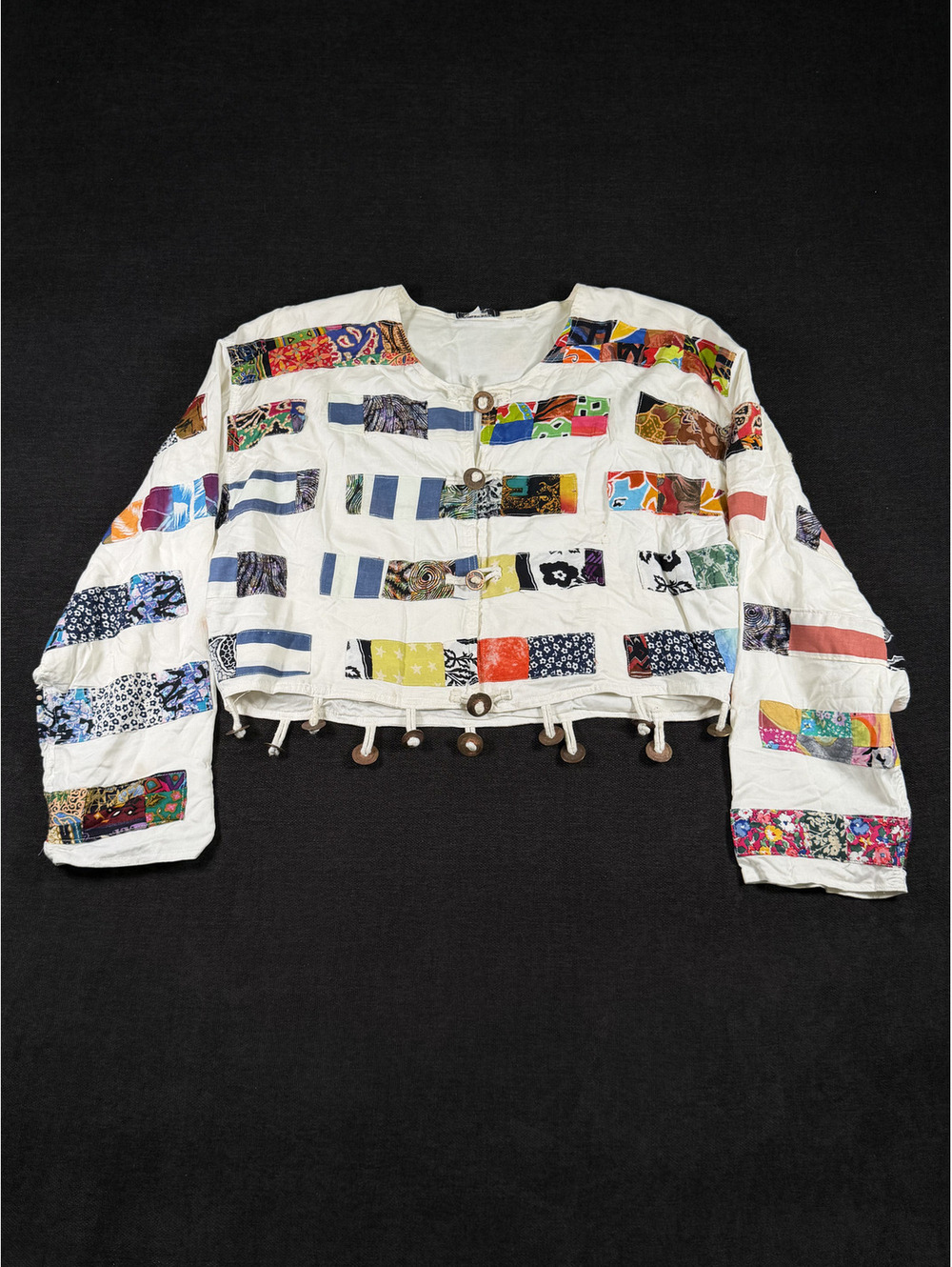Nativewear Designs Women's Patchwork Cotton Jacket with Drawstring and Buttoned-